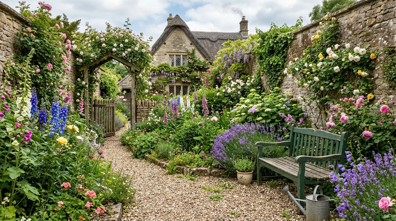 Enclosed Stone Wall Cottage Garden